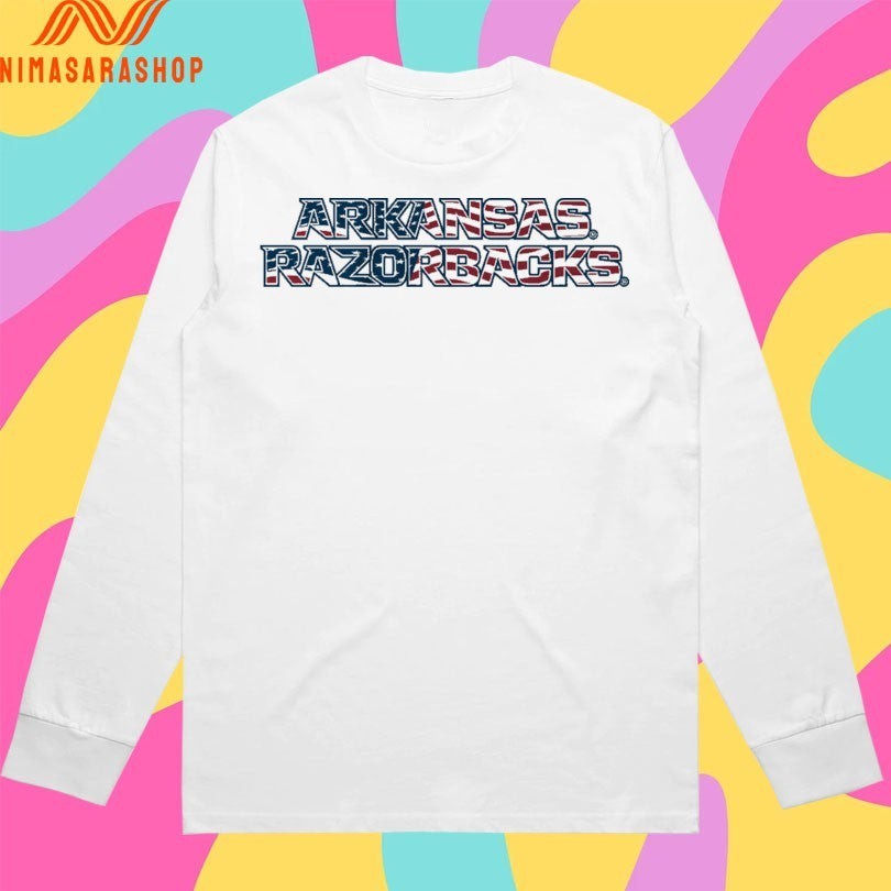Arkansas Razorbacks Patriotic Marks Wordmark Stack Shirts