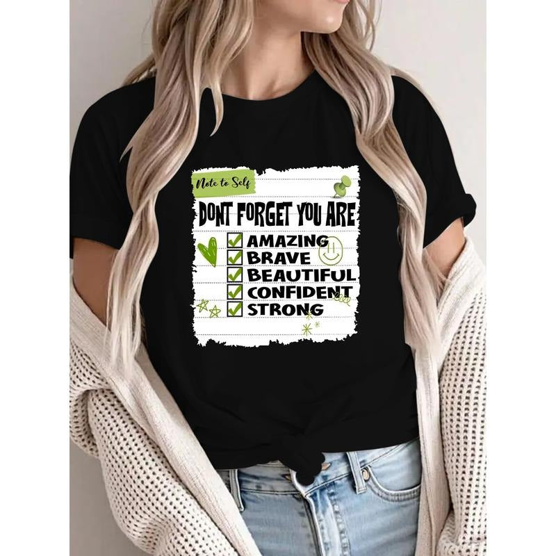 Artistic T - Shirt Featuring a "Note to Self" with a List of Positive Attributes in a Chic Design Hoodie, Sweatshirt |...
