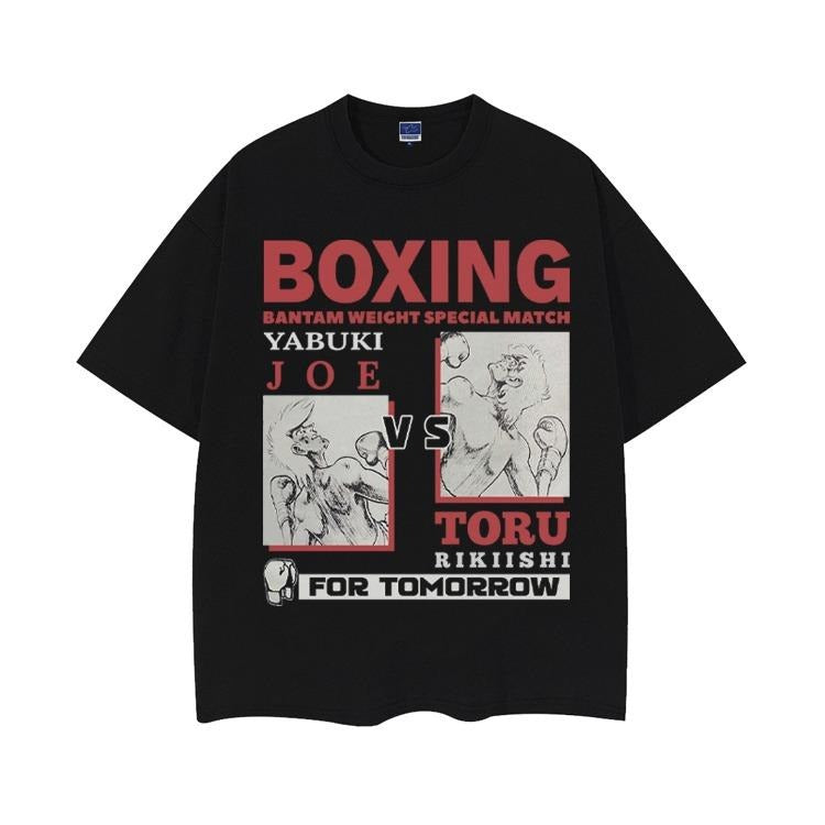Ashita no Joe "Joe vs Toru" Heavyweight Vintage Tee 100% Cotton OVERSIZED Anime T-shirt Menswear Top Crew Necks Tshirt...