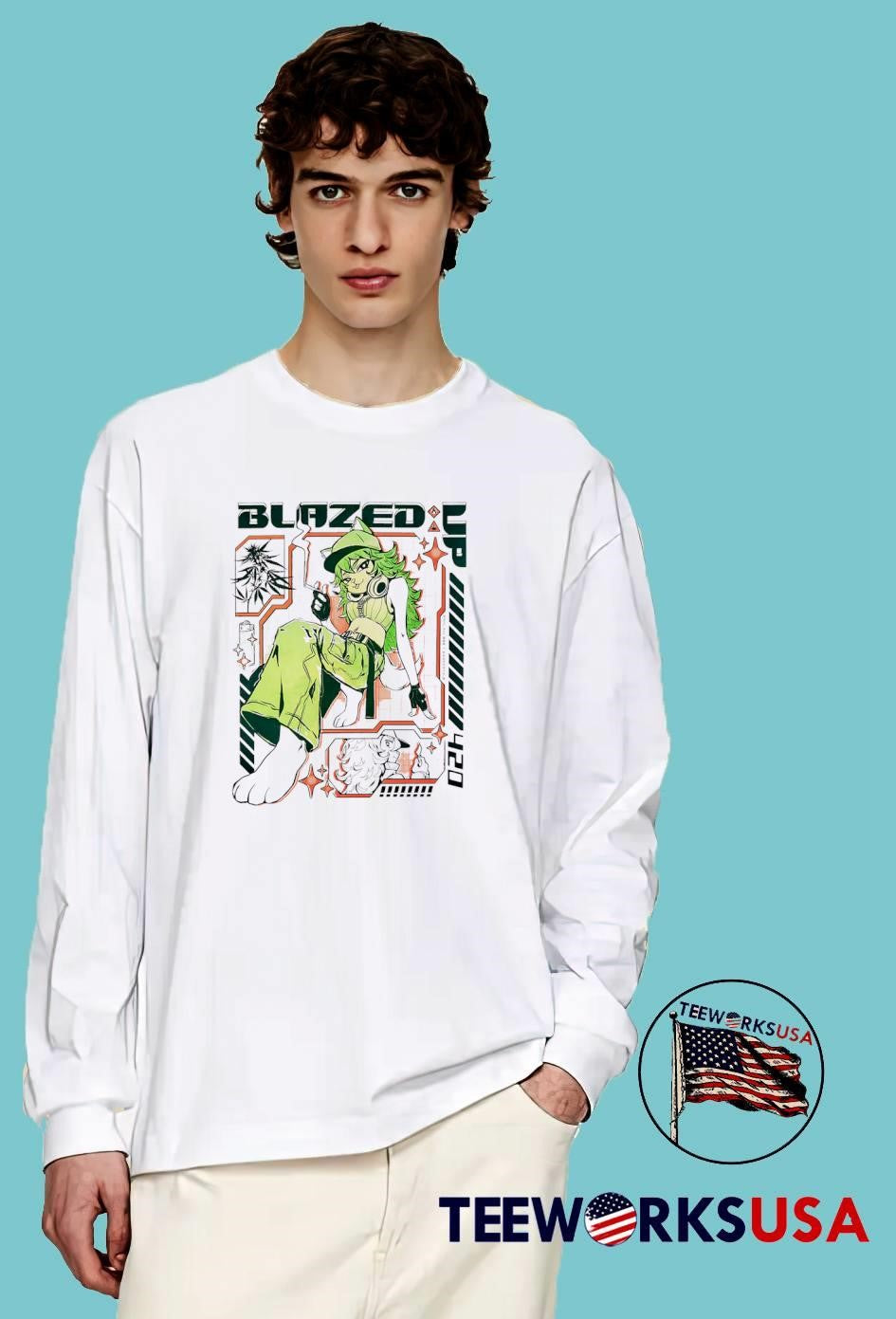 Ashl3yl008 W330cat2.0 Anime Cat Smoking BLAZED UP 420 shirt