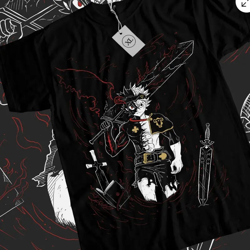 Asta Yuno T-shirt Black Clover Anime Manga Asta Girl Gifts Black Shirt All Size Hoodie, Sweatshirt | UrbanDripWear.com