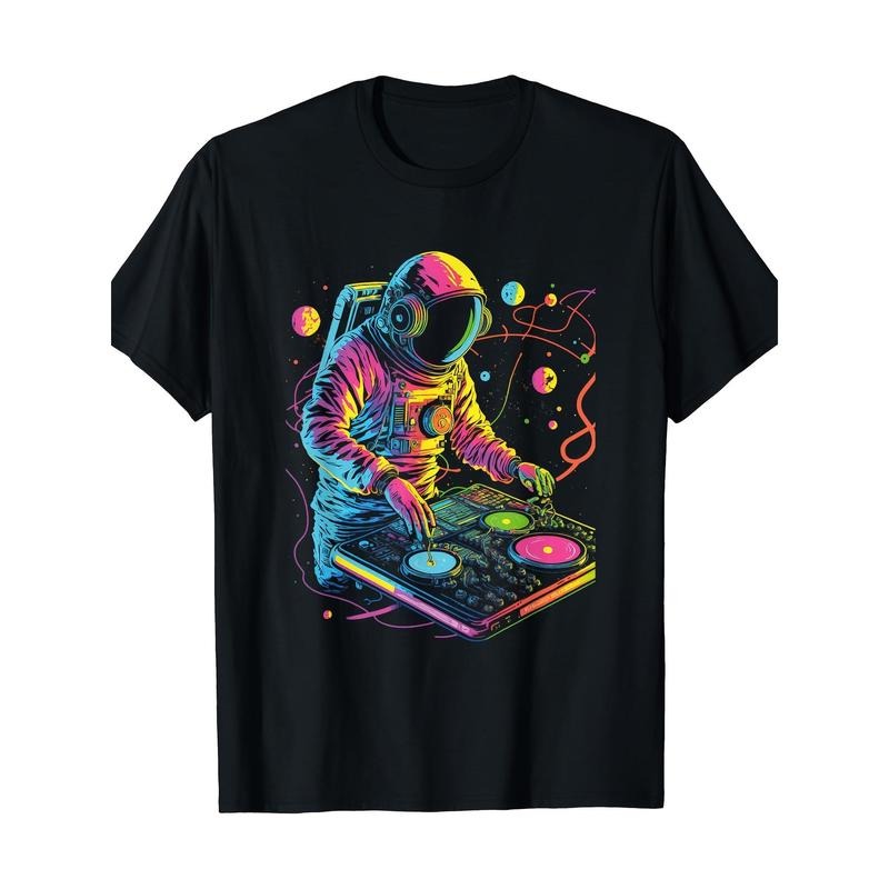 Astronaut DJ, DJing In Space, EDM Cool Graphic T-Shirt Made in USA Hoodie, Sweatshirt | UrbanDripWear.com