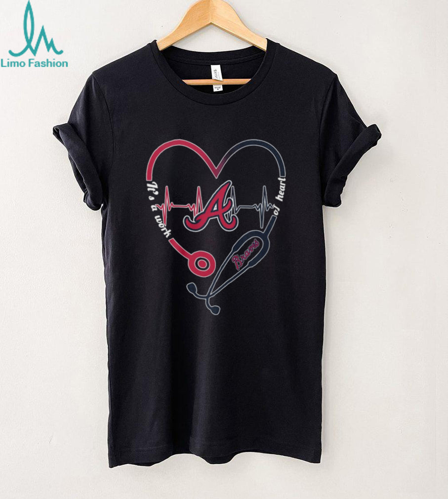 Atlanta Braves Baseball Nurse Stethoscope Heart Graphic T Shirt