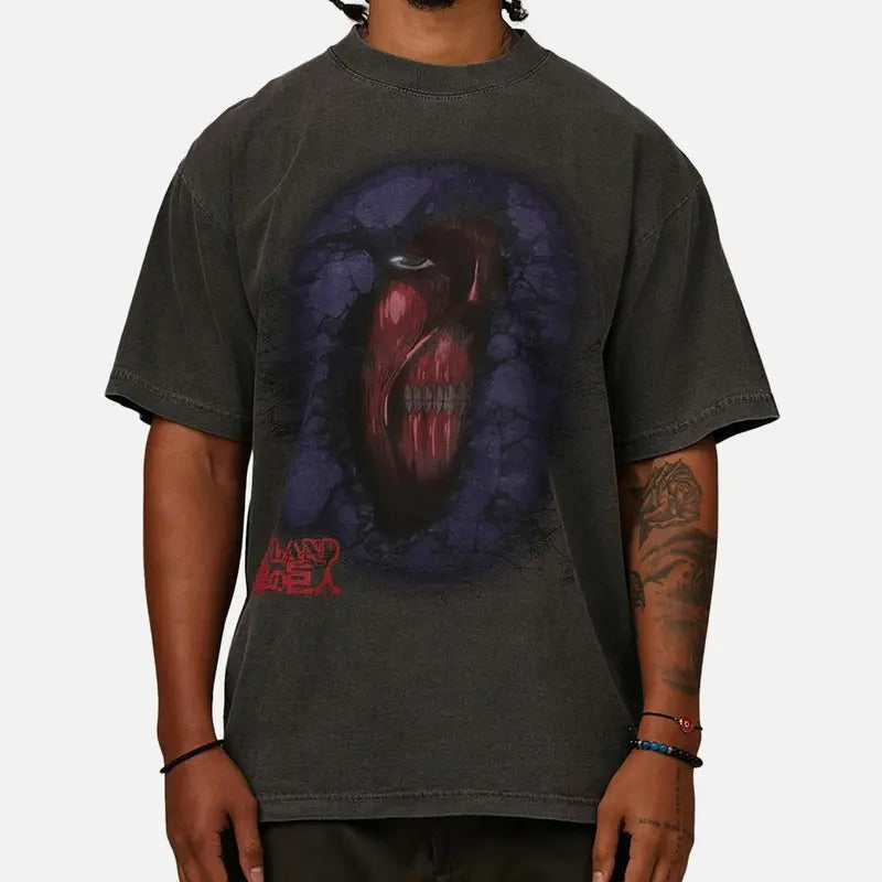 Attack On Titan Hidden Titan Inside The Walls T-Shirt Trending Movie T shirt Vintage 90s T-shirt gift for Movie fans gift...