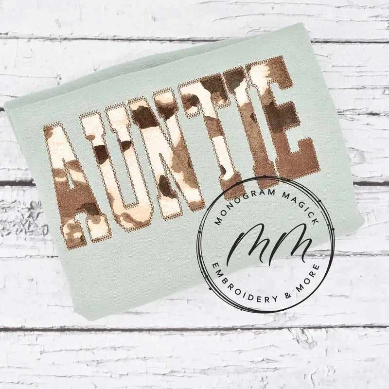 Auntie Cow Print Sage Sweatshirt western outfits T-Shirts, Hoodie | UrbanDripWear.com