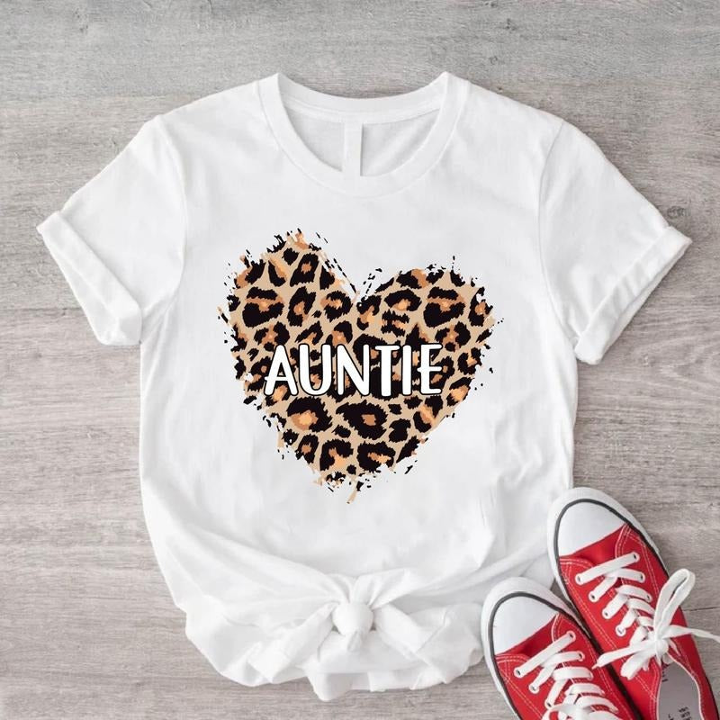 Auntie Leopard Heart Shirt, New Aunt Gift Shirt, Tia Birthday Gift Tee, Sister Shirt, Aunt To Be Tee, Aunt Pregnancy...