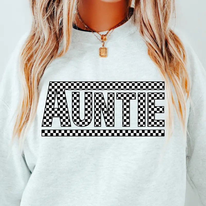 Auntie Vans checkered Crewneck, Retro Cotton, Crewneck Fashion Fit Sleeve Comfortable Cute, CASUAL COTTON CREWNECK...