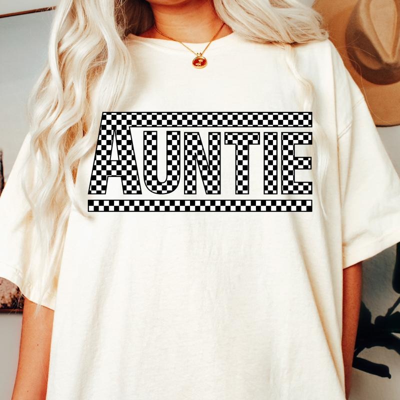 Auntie Vans checkered t-shirt, Retro t-shirt, Comfort Colors, Cotton, Crewneck Fashion Fit Sleeve Comfortable Cute Casual...