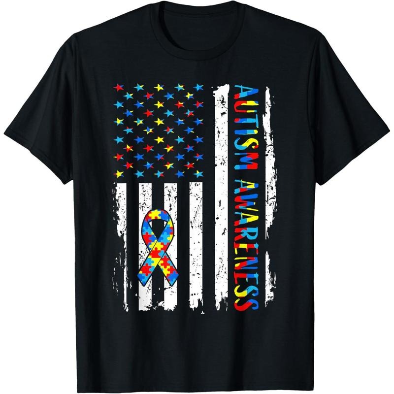 Autism Awareness Mom Dad USA flag Autistic Awareness Autism T-Shirt Hoodie, Sweatshirt | UrbanDripWear.com