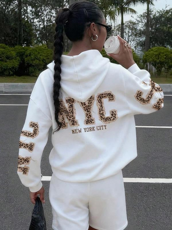 Autumn Winter Essential Women's Casual Loose-Fit Nyc Letter Print Hoodie Sweatshirt, Perfect for Travel Parties Dates...