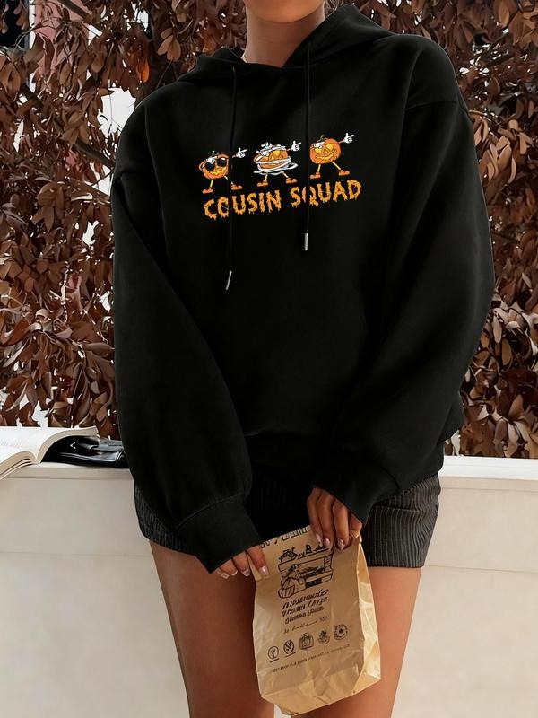 Autumn Winter New Fashion Women's Hooded Sweatshirt, Casual Loose-Fit Letter Print Pullover, Thicken Fleece Sportswear...