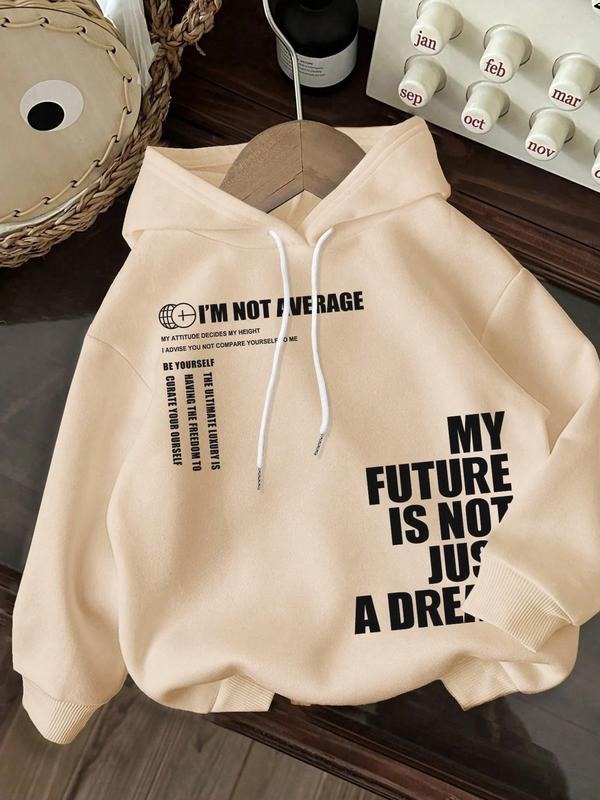Autumn Winter New Women's Casual Versatile Letter Print Hoodie Sweatshirt, Loose Fit Thicken Fabric, Perfect Daily Wear...