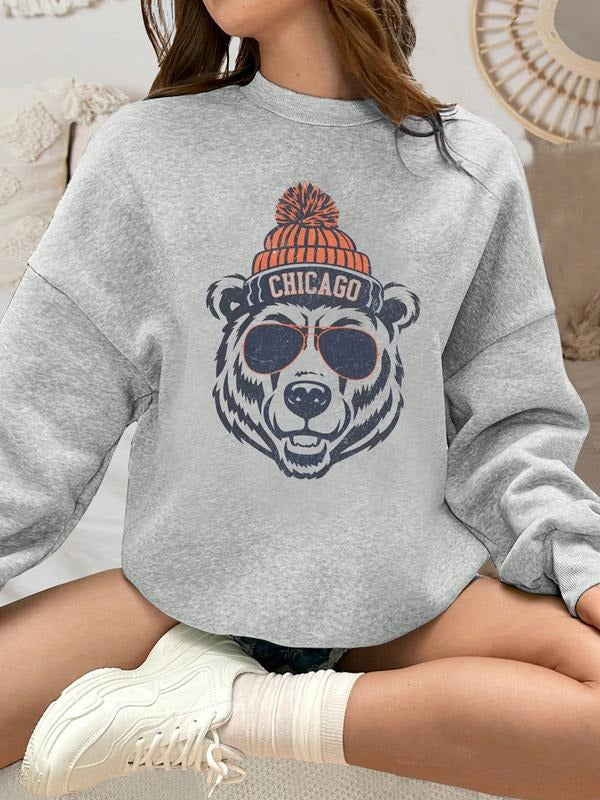 Autumn Winter Women's Casual Comfortable Fashion Cartoon Letter Print Fleece Pullover Sweatshirt, Multi-Functional &...