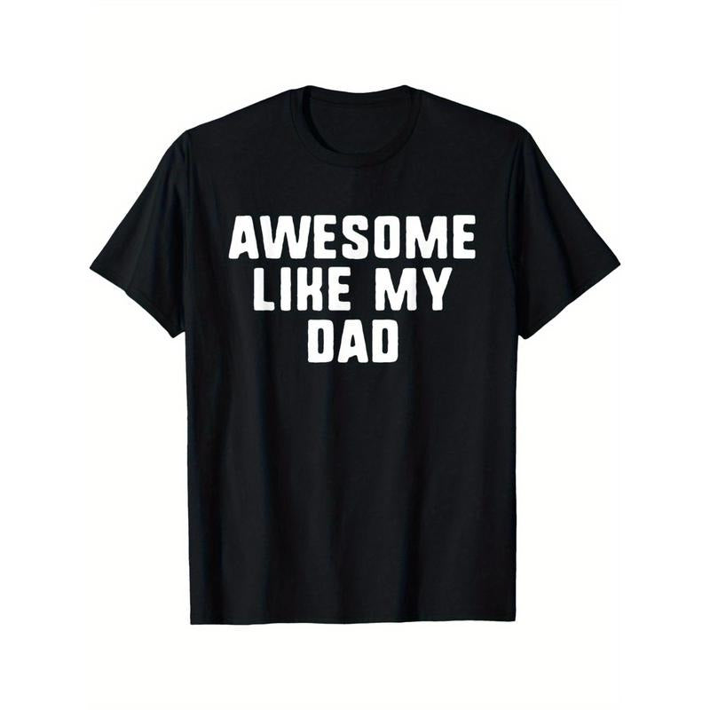 Awesome Like My Dad T-Shirt - 100% Cotton Crew Neck Short Sleeve Tee, Geometric Pattern, Regular Fit, All-Season Casual...