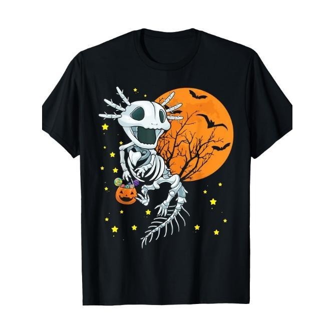 Axolotl Shirt - Axolotl Halloween Costume Skeleton Pumpkin T-Shirt Made in USA Hoodie, Sweatshirt | UrbanDripWear.com