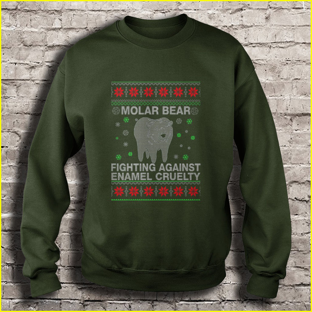 Molar bear fighting against enamel cruelty Ugly Christmas Sweater