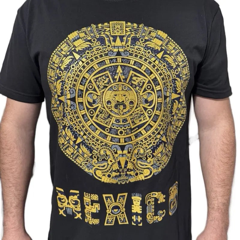Aztec Calendar dorado T-Shirt with Central Design Menswear Hoodie, Sweatshirt | UrbanDripWear.com