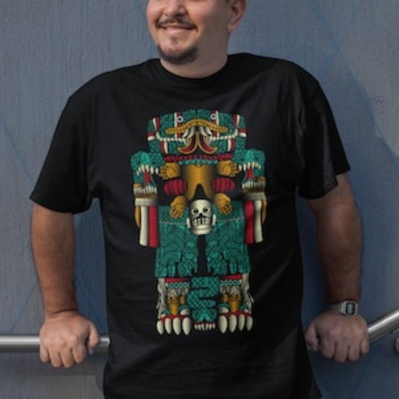 Aztec God Print Mexican T-Shirt for Men Ethnic Clothing Gift .made in usa Hoodie, Sweatshirt | UrbanDripWear.com