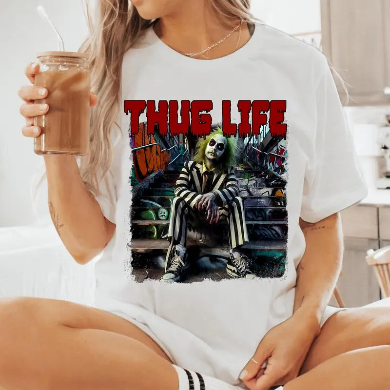 B.eetle Juice Shirt, Thug Life T-Shirt, Michae.l Keat0n, Halloween Shirt, H0rr0r Movie T-Shirt  Cotton Unisex Comfort...
