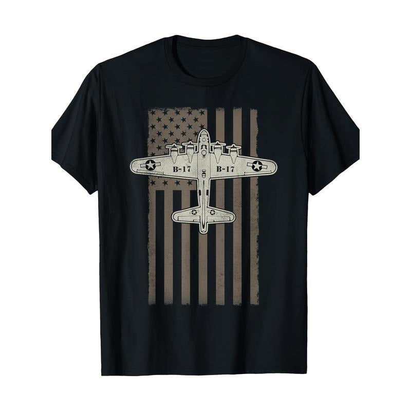 B17 Bomber World War II Aircraft American Flag Veteran Pilot Gift T-Shirt