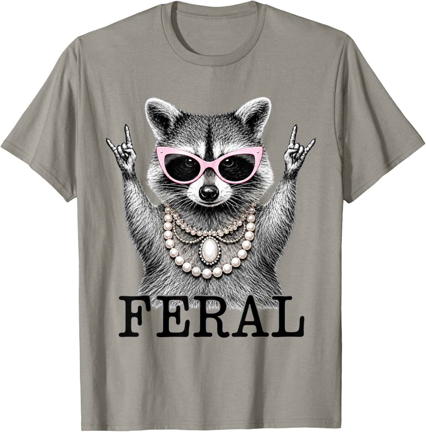 Feral Raccoon Pink Sunglasses Funny Animal T-Shirt