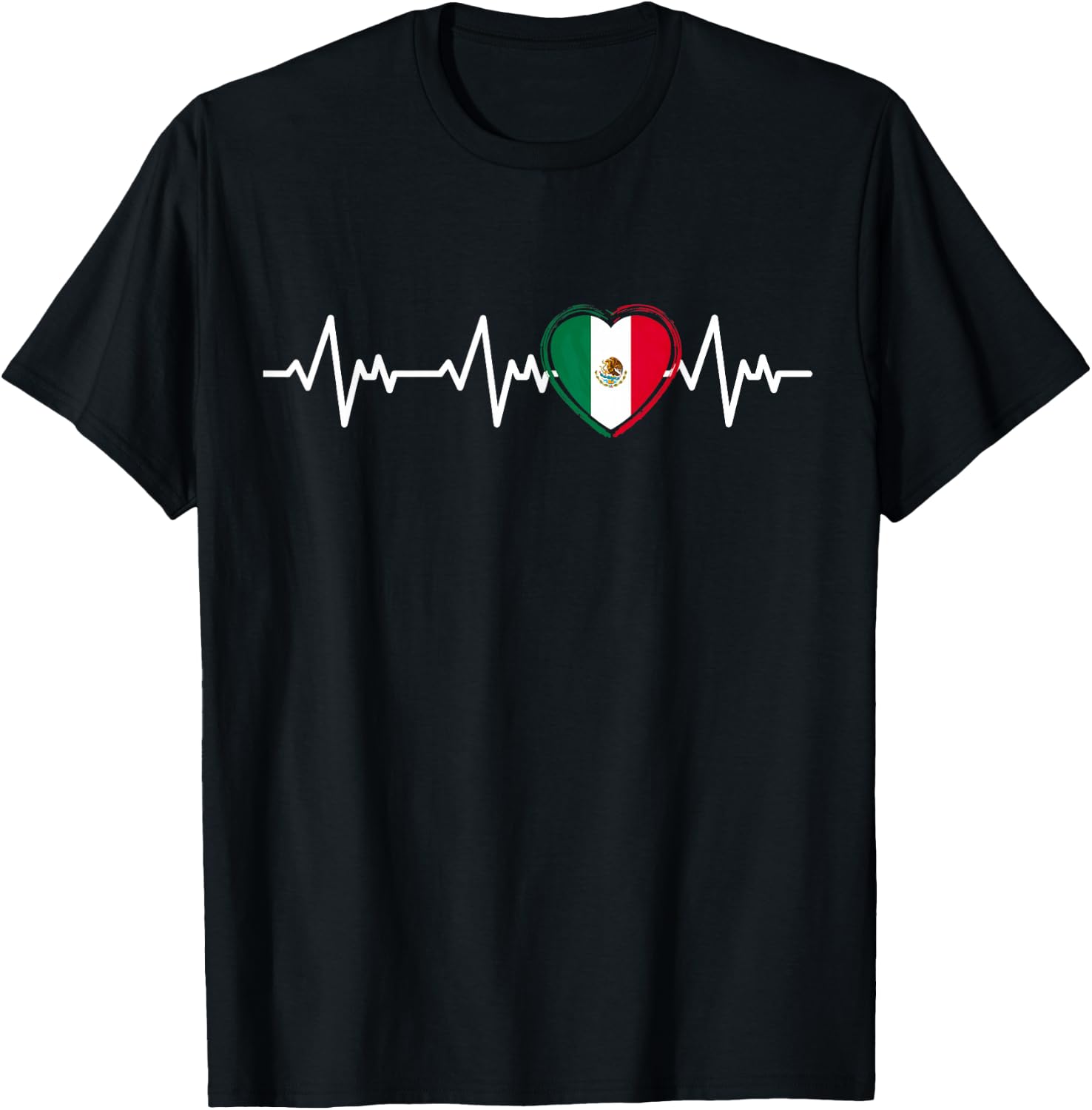 Mexico Mexican Heartbeat Mens Kids Womens Mexican Flag T-Shirt