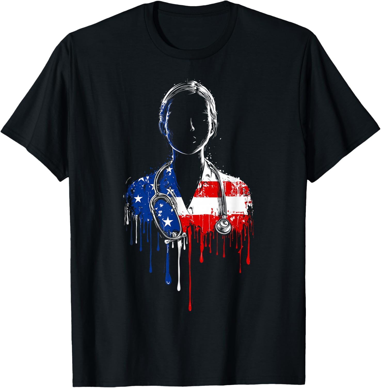 Nurse RN LPN Nursing American Flag USA Drip Graffiti Lover T-Shirt