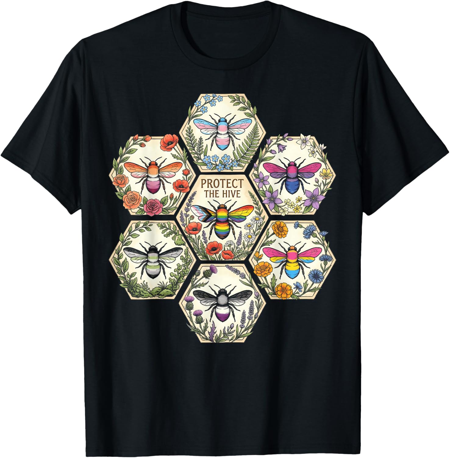 Protect The Hive LGBTQ Bee Bisexual Nature Gay Pride Support T-Shirt