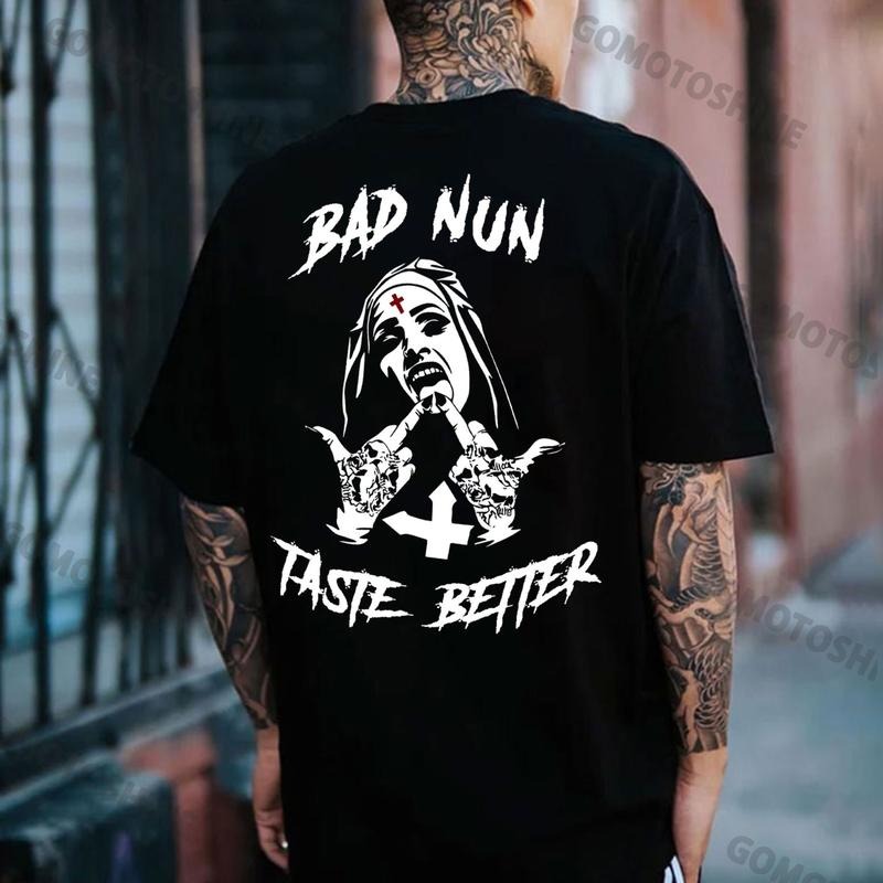 BAD NUN TASTE BETTER Defiat Nun Print Men's T-Shirt Hoodie, Sweatshirt | UrbanDripWear.com