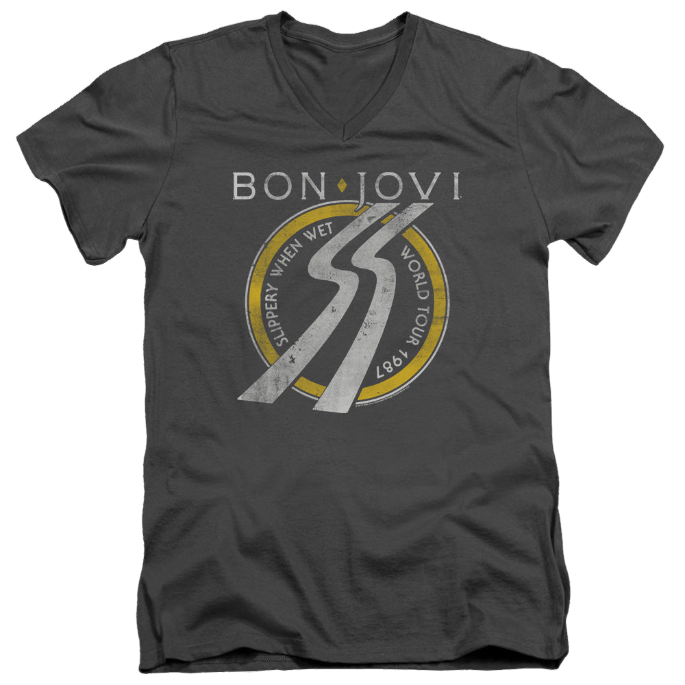 Bon Jovi Slippery When Wet World Tour - Men's V-Neck T-Shirt