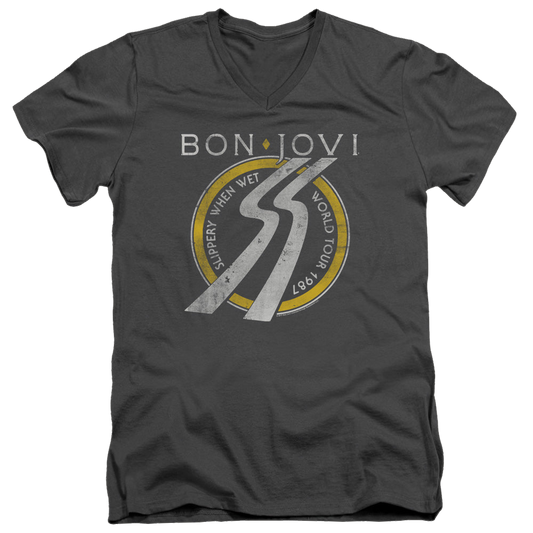 Bon Jovi Slippery When Wet World Tour - Men's V-Neck T-Shirt