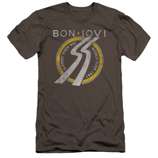Bon Jovi Slippery When Wet World Tour - Men's Premium Slim Fit T-Shirt