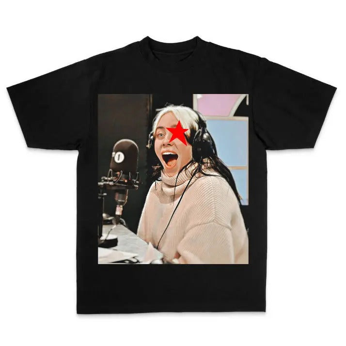 BBillieeee Eilishhh Photo funny Star red Graphic T-Shirt, Rnb T-Shirt Hoodie, Sweatshirt | UrbanDripWear.com