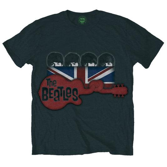 The Beatles Unisex Premium T-Shirt: Guitar & Flag