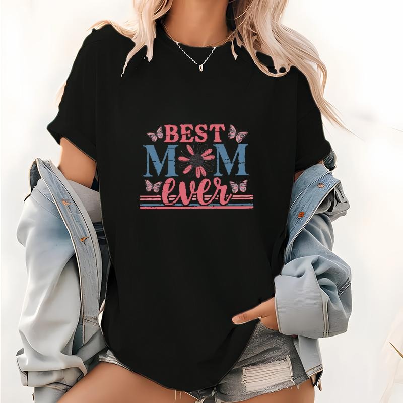BEST MOM ever" Shirt with Butterfly and Floral Accents Hoodie, Sweatshirt | UrbanDripWear.com