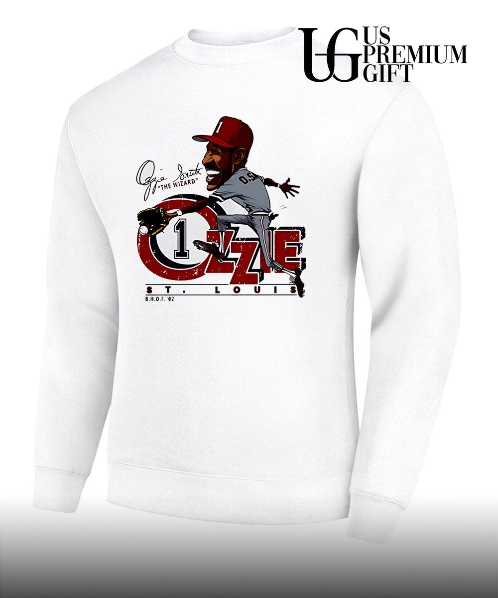 BHof 02 Ozzie Smith The Wizard Catching Baseball St Louis Cardinals baseball caricature signature shirt