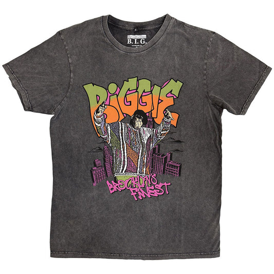 THE NOTORIOUS B.I.G. Stone Wash T-Shirt, Cartoon Graffiti