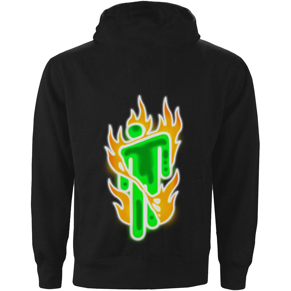 Billie Eilish Unisex Pullover Hoodie: Airbrush Flames Blohsh (Back Print)