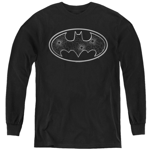 Dc Batman Glass Hole Logo - Youth Long Sleeve T-Shirt