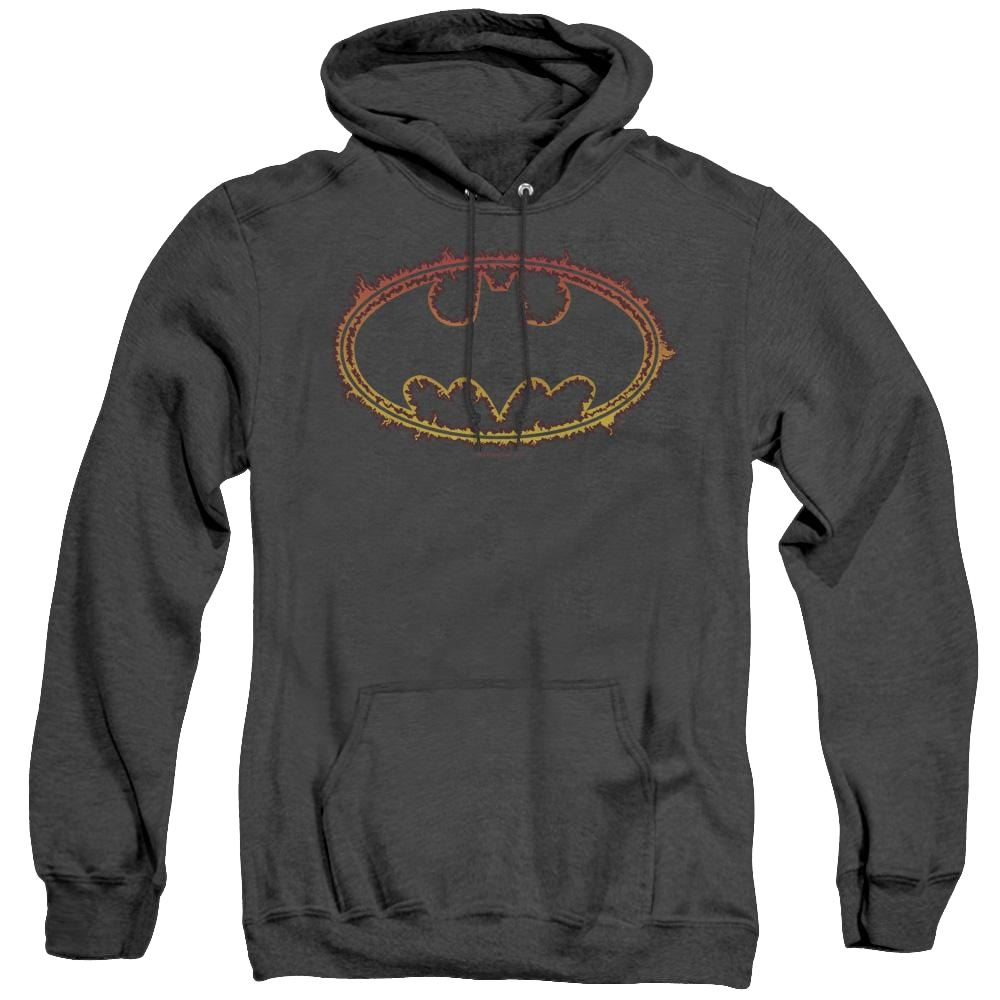Dc Batman Flame Outlined Logo - Heather Pullover Hoodie