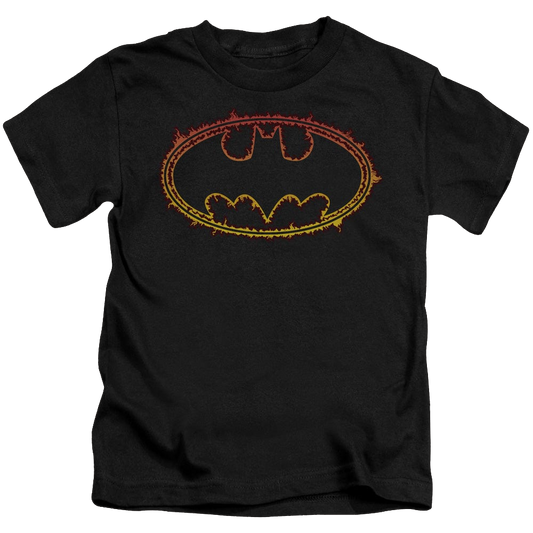 DC Batman Flame Outlined Logo - Kid's T-Shirt