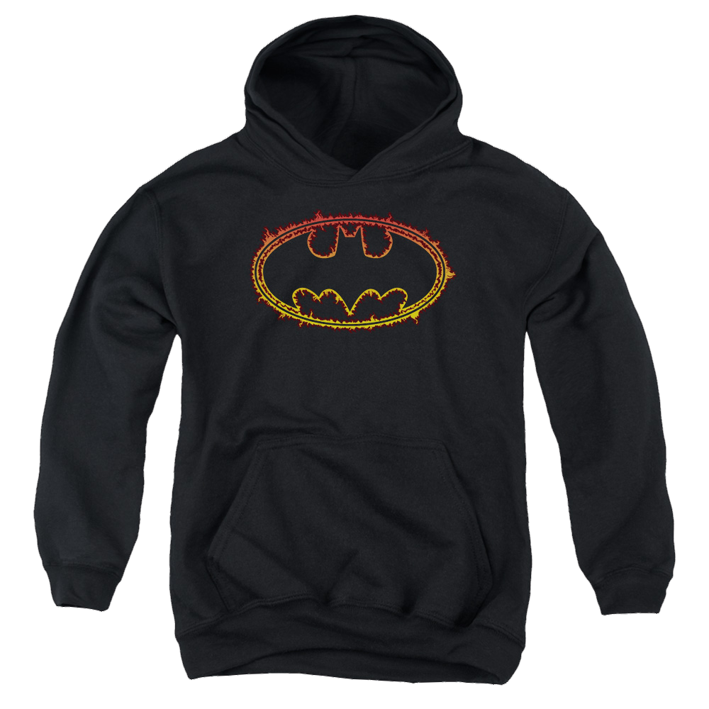 DC Batman Flame Outlined Logo - Youth Hoodie