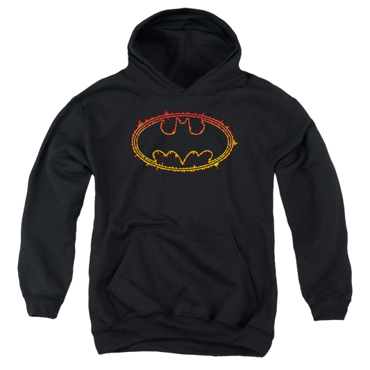 DC Batman Flame Outlined Logo - Youth Hoodie