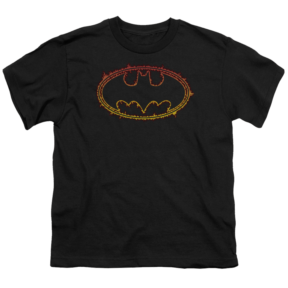 DC Batman Flame Outlined Logo - Youth T-Shirt