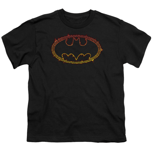 DC Batman Flame Outlined Logo - Youth T-Shirt