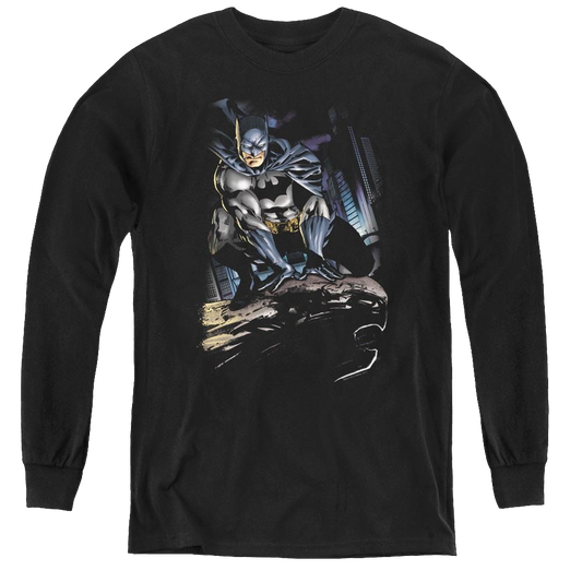 Dc Batman Perched - Youth Long Sleeve T-Shirt