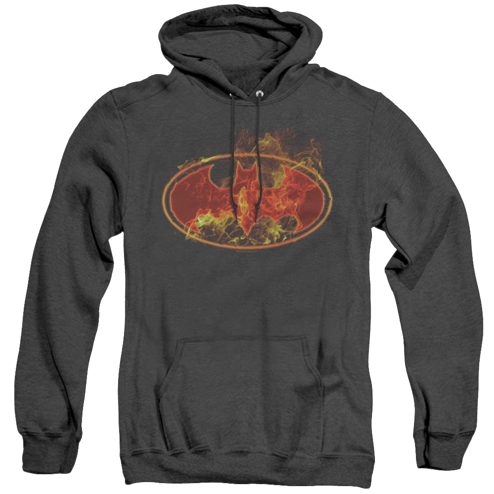 Dc Batman Flames Logo - Heather Pullover Hoodie