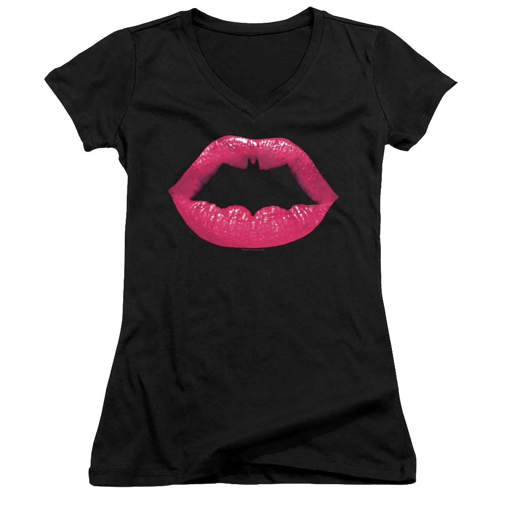 Dc Batman Bat Kiss - Juniors V-Neck T-Shirt