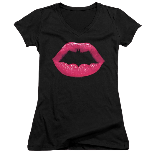 Dc Batman Bat Kiss - Juniors V-Neck T-Shirt