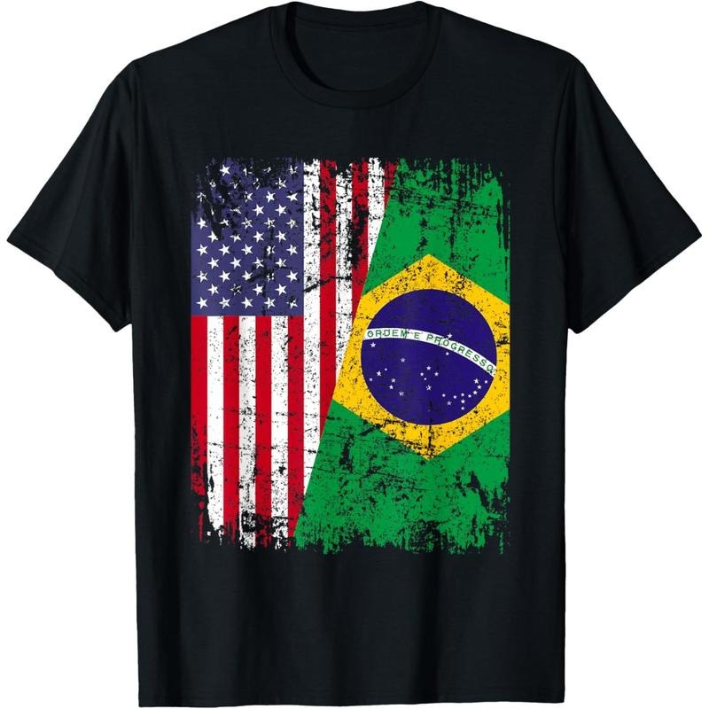 BRAZILIAN ROOTS | Half American Flag | BRAZIL T-Shirt made in usa Hoodie, Sweatshirt | UrbanDripWear.com